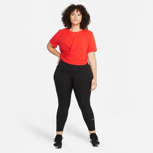 NWT NIKE One Luxe Twist Dri-Fit Short Sleeve Top  Color Chile Red SZ-1X - Picture 1 of 10